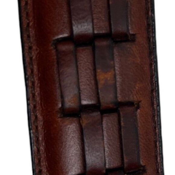 Leather Woven Belt Men's Brown 36" / 90 Oil Tan Cowhide Solid Brass Buckle - Picture 13 of 16